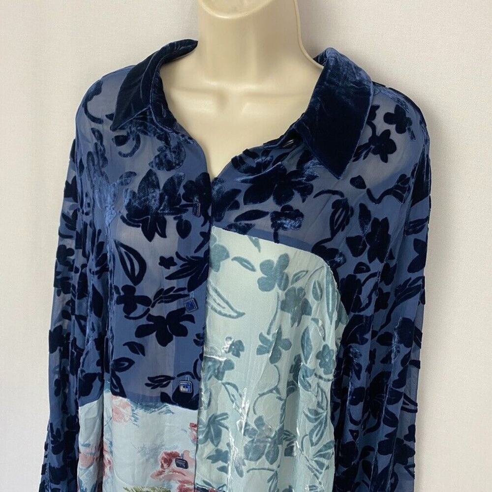 Chaus Top XL Sheer Silk Velvet Burnout Floral Cottagecore Fairy Grunge Vintage - Picture 4 of 12